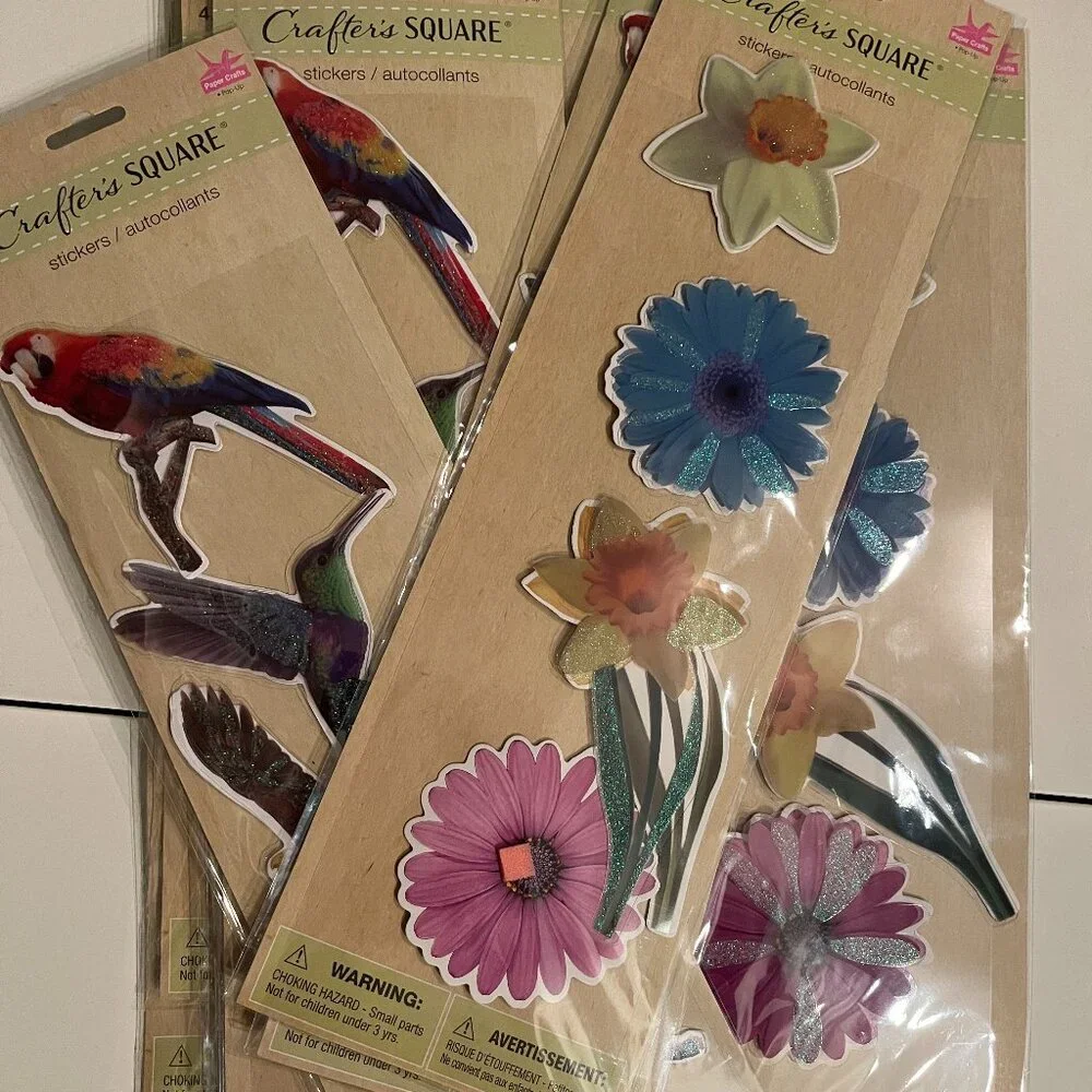 Mixed Bird & Flower Foam Stickers 10 Packs Home‎ Décor DIY Projects NEW